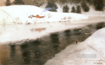 Fritas Thaulow Painting - Invierno en el río Simoa Fritas noruegas Thaulow